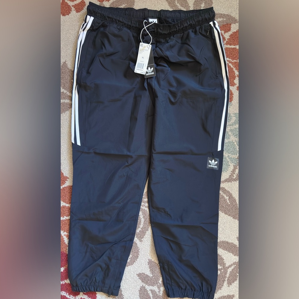adidas BR4009 Classic Wind Pants Black/White Trefoil Track Pants XL – skate